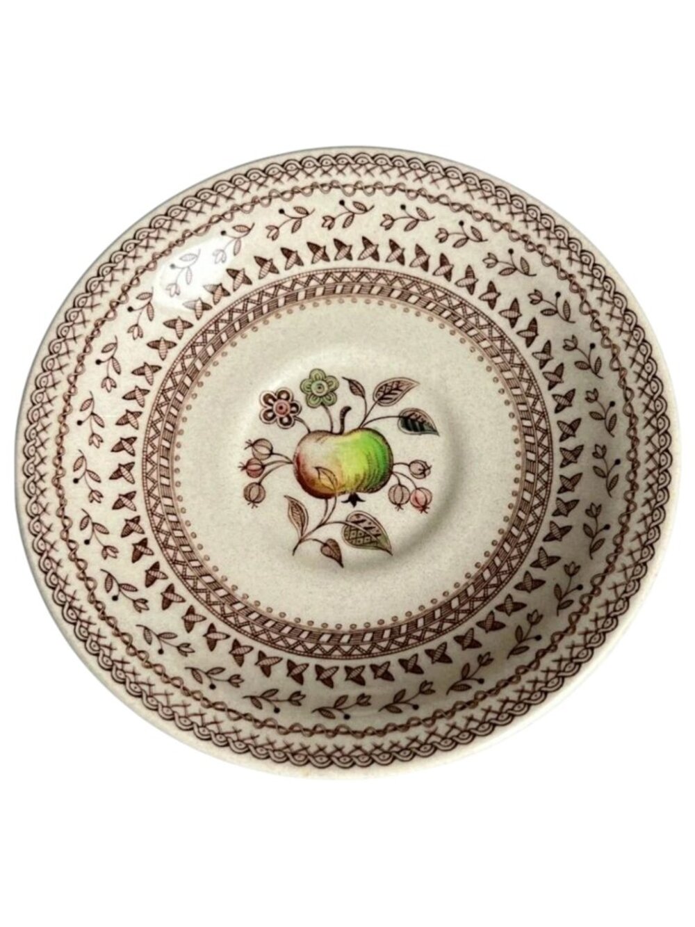 TWO Vtg Johnson Bros "Fruit Sampler" Saucers Staffordshire Old Granite England